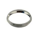 Wide Silver Kada with Beaded Rail & Diamond-Cut Zigzag Bands