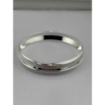 Wide Silver Kada with Diamond-Cut Cross-Hatch Diagonal Band – view 2