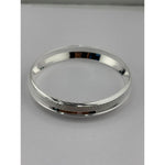Wide Silver Kada with Diamond-Cut Cross-Hatch Diagonal Band – view 3