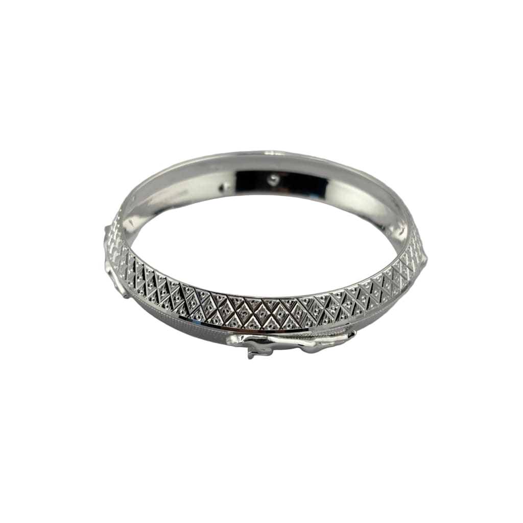 Wide Silver Kada with Pyramid Studs & Leaping Panther – view 2