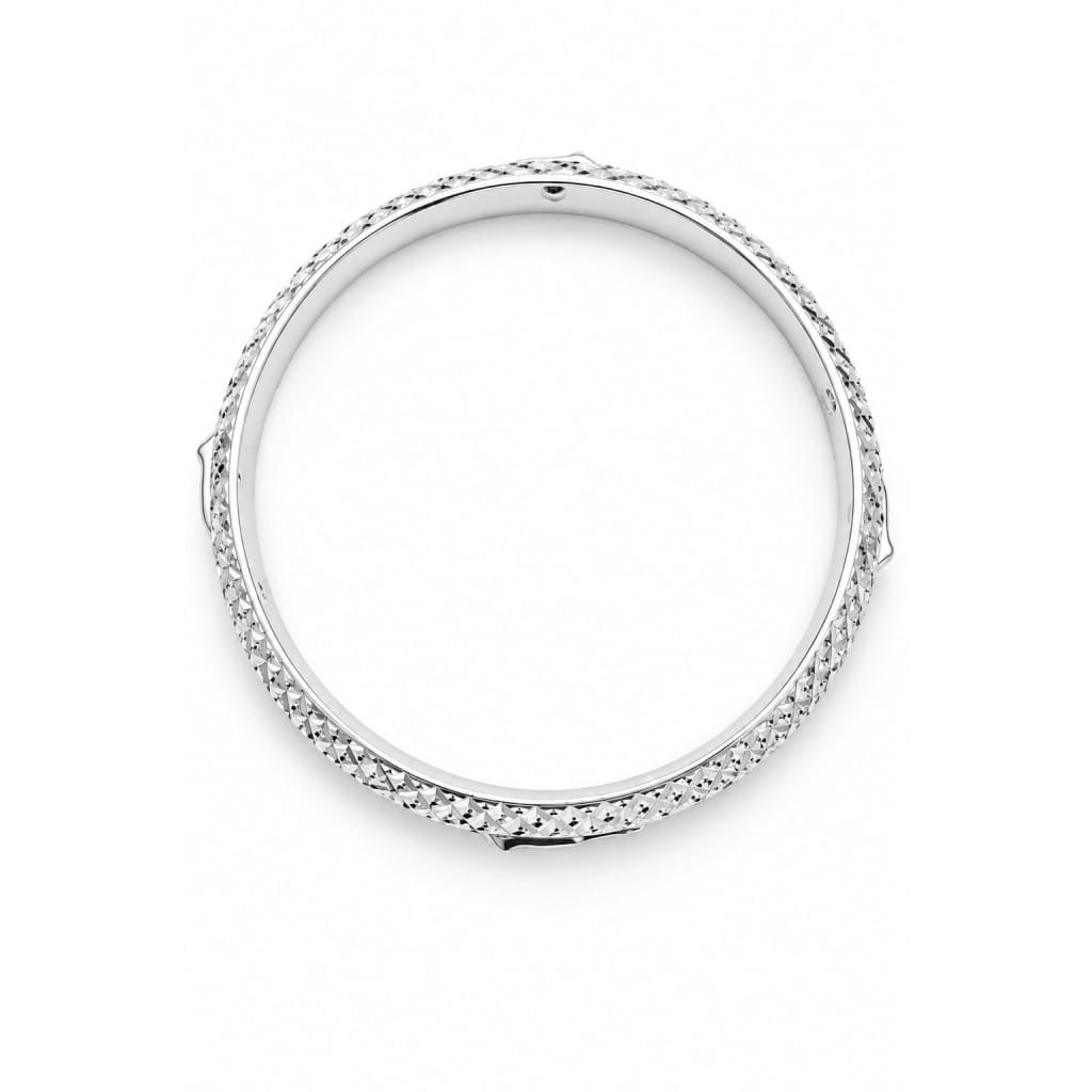 Wide Silver Kada with Pyramid Studs & Leaping Panther – view 3