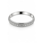 Wide Silver Kada with Scalloped Center Rail & Knurled Edges