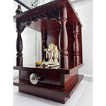 Wooden Pooja Mandir with Silver Radha Krishna Idol Set (55g) – view 5