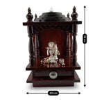 Wooden Pooja Mandir with Silver Radha Krishna Idol Set (55g) – view 4