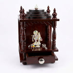 Wooden Pooja Mandir with Silver Radha Krishna Idol Set (55g) – view 6