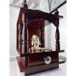 Wooden Pooja Mandir with Silver Radha Krishna Idol Set (55g) – view 7