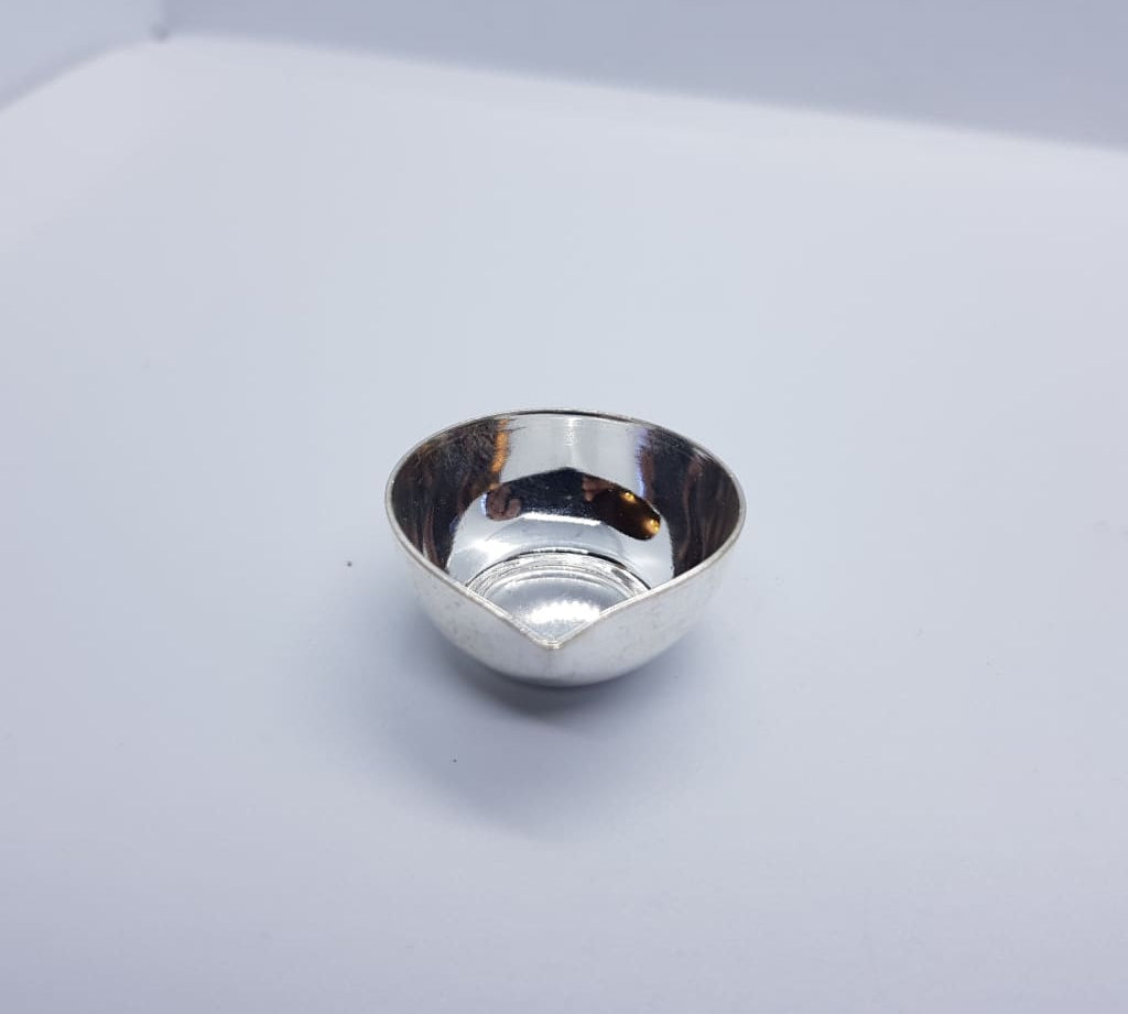 Silver Deepak/ Lamp S Plain 06 Pack of 4PCS