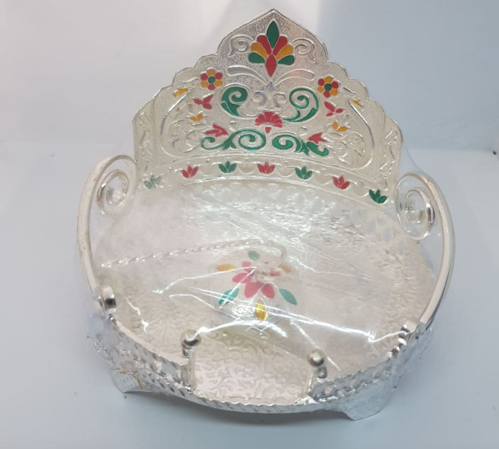Silver Singhasan/ Throne/ Idol Chair with Chattra Round