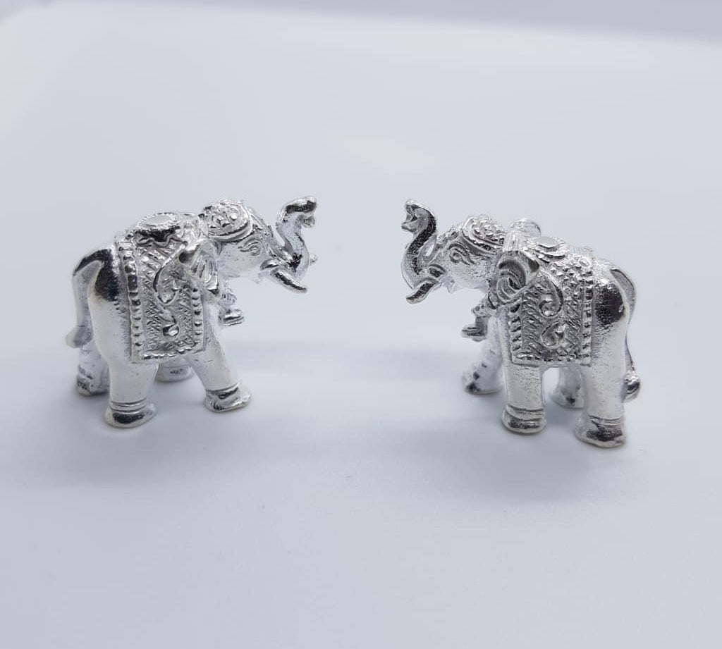 Silver Solid Elephant Statue Pair 105