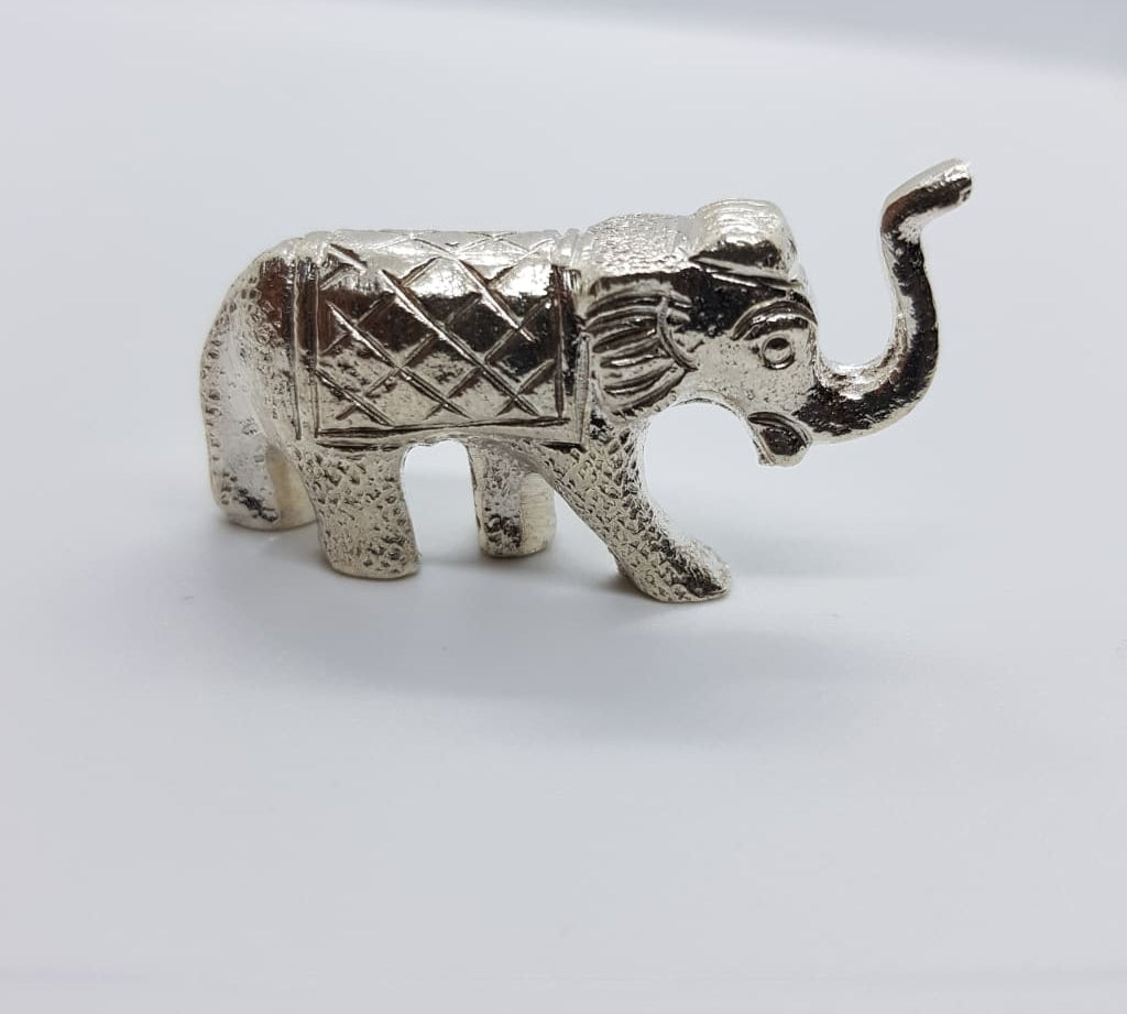 Silver Solid Elephant Statue 378