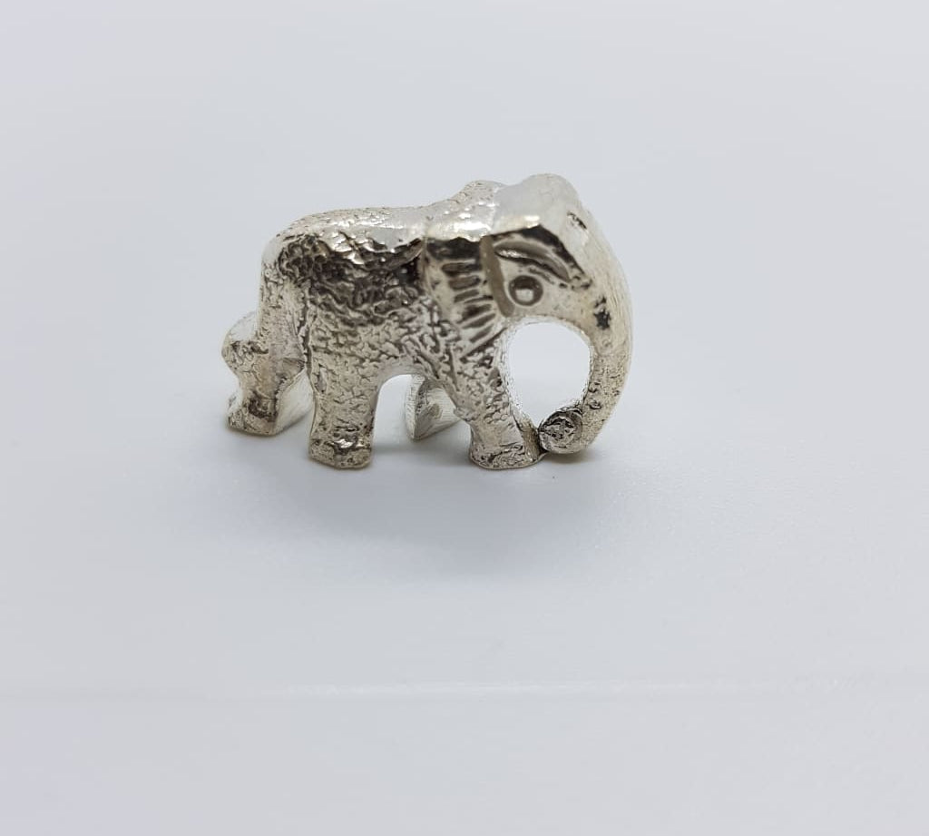 Silver Solid Elephant Statue 156