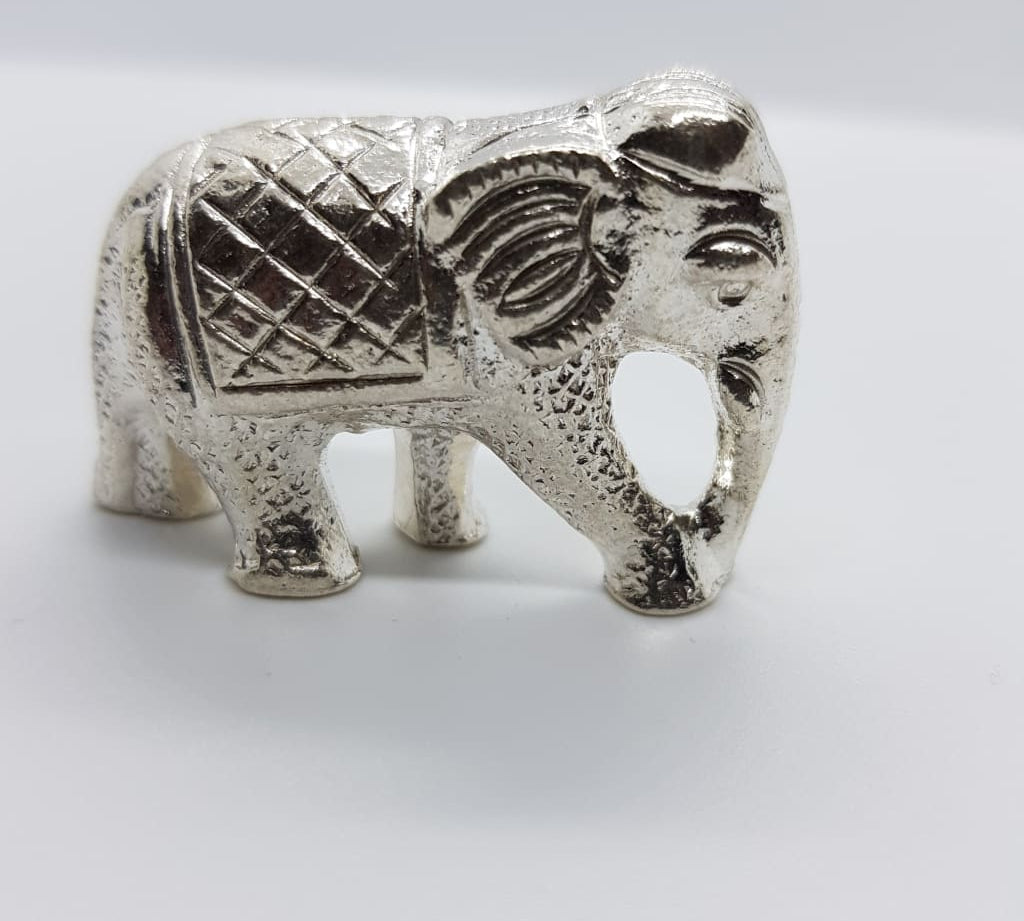 Silver Solid Elephant Statue 832