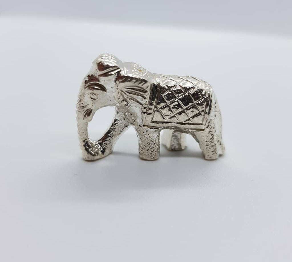 Silver Solid Elephant Statue 388