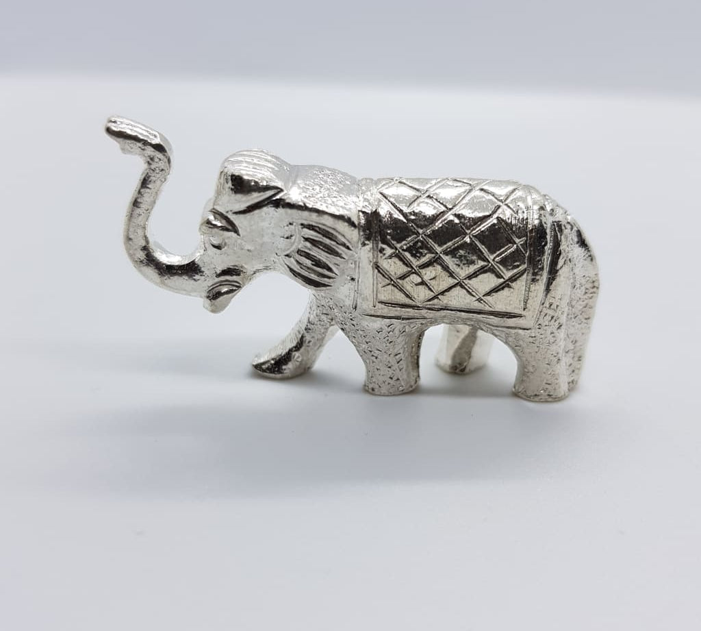 Silver Solid Elephant Statue 521