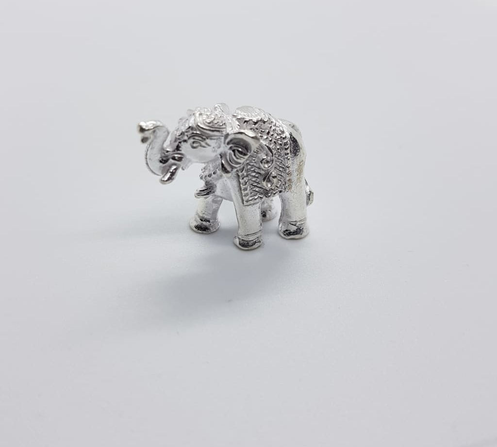 Silver Solid Elephant Statue 184
