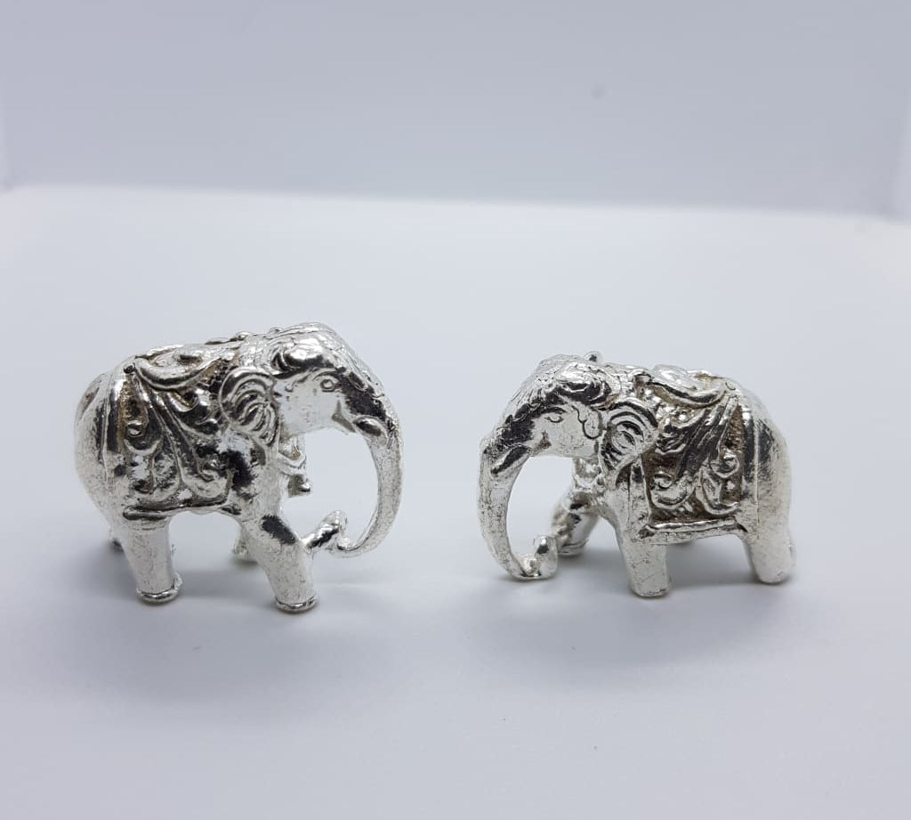 Silver Solid Elephant Statue Pair 105