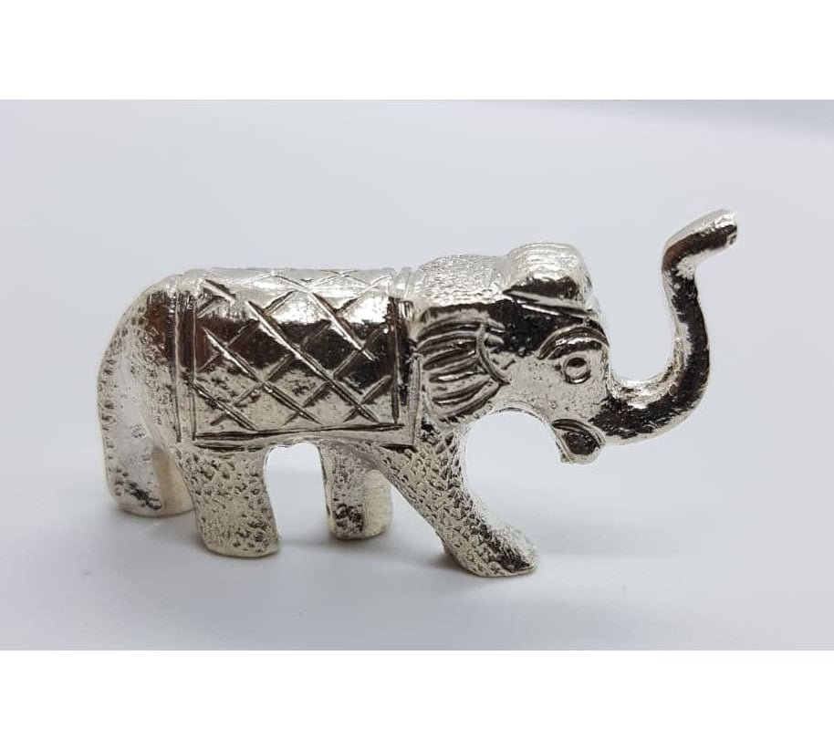 Silver Solid Elephant Statue 378