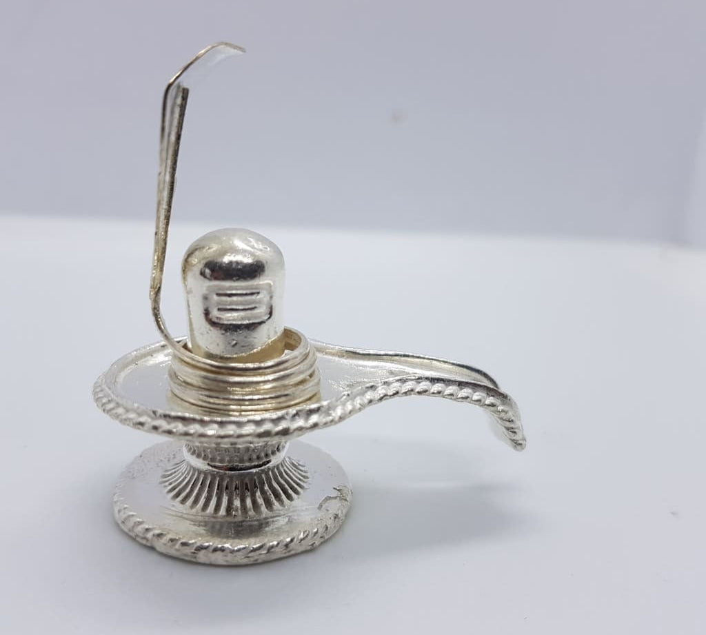 Sterling Silver Solid Shivling with Naag