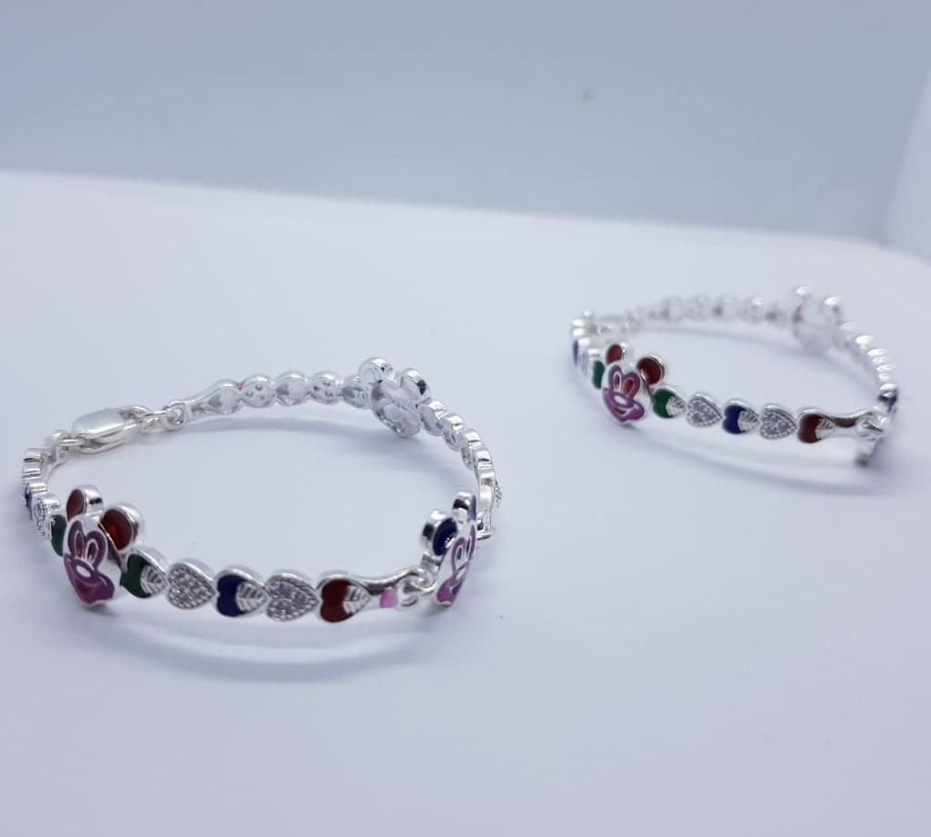 Silver Kids Micky Mouse zirconia Bracelet 2 to 4 Years old