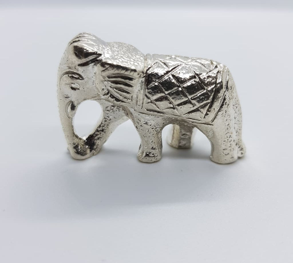 Silver Solid Elephant Statue 534